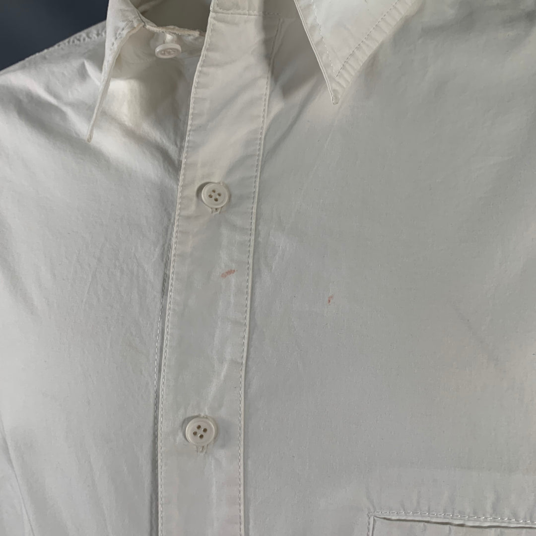 ENTIRE STUDIOS Size XXXL White Cotton One Pocket Long Sleeve Shirt