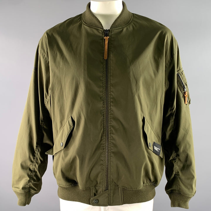 NEIGHBORHOOD Size XL Green Olive MA-1 Polyester Bomber Jacket