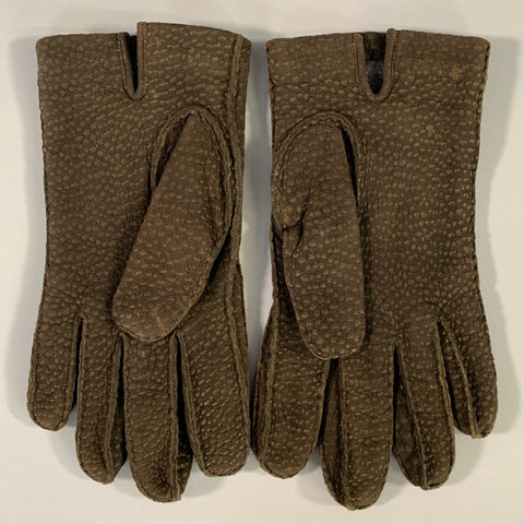 LORO PIANA Size L Brown Capybara Leather Gloves