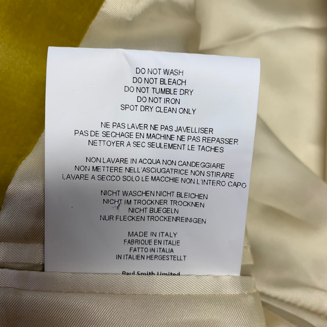 PAUL SMITH Chest Size 46 Regular Yellow Velvet Cotton Blend Sport Coat