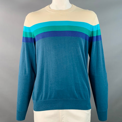 MR TURK Size XL Multi Color Stripe Cotton Modal Crew Neck Pullover