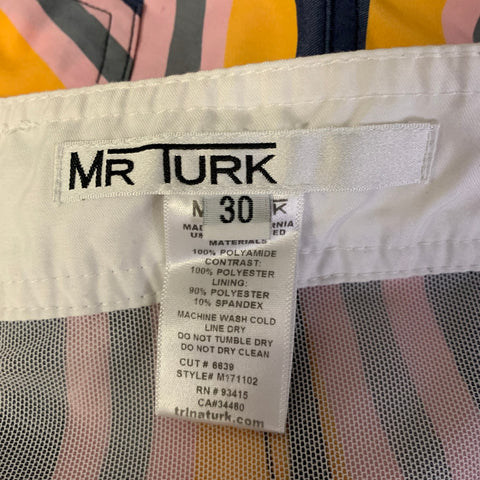 MR TURK Size 30 Multi-Color Stripe Poliammide Swim Brief Shorts