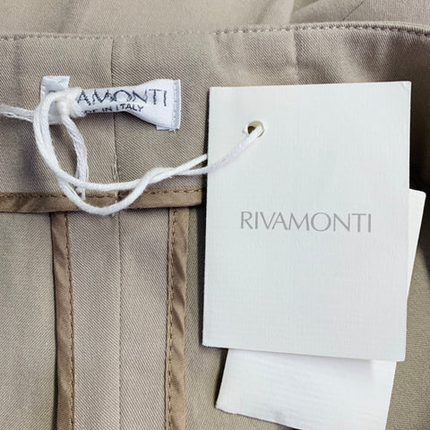 RIVAMONTI Size 2 Khaki Cotton Blend Narrow Leg Dress Pants