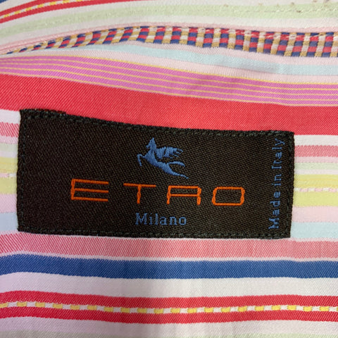 ETRO Size S Multi Color Stripe Cotton Button Up Long Sleeve Shirt