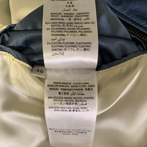 GUCCI Size 36 Blue Metallic Stripe Leather Bomber Jacket