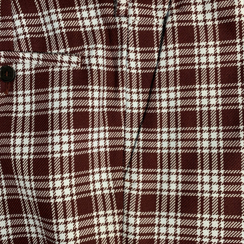 MSGM Taille 34 Pantalon habillé à carreaux bordeaux et bleu en laine et acrylique à braguette boutonnée