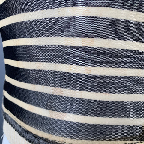 JEAN PAUL GAULTIER Size S Black Cream Stripe Polyamide Alpaca Mesh Pullover