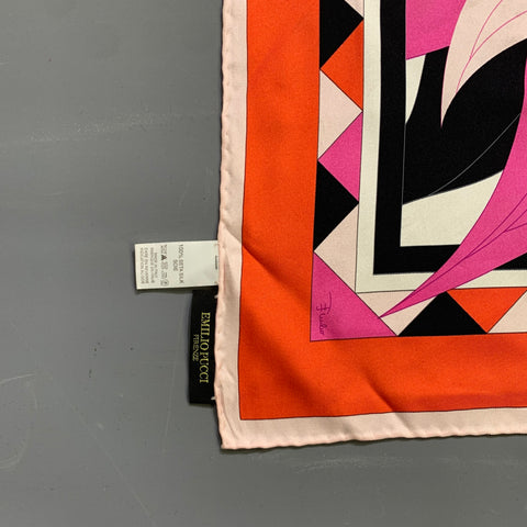 EMILIO PUCCI Pink Orange Silk Scarves & Shawls