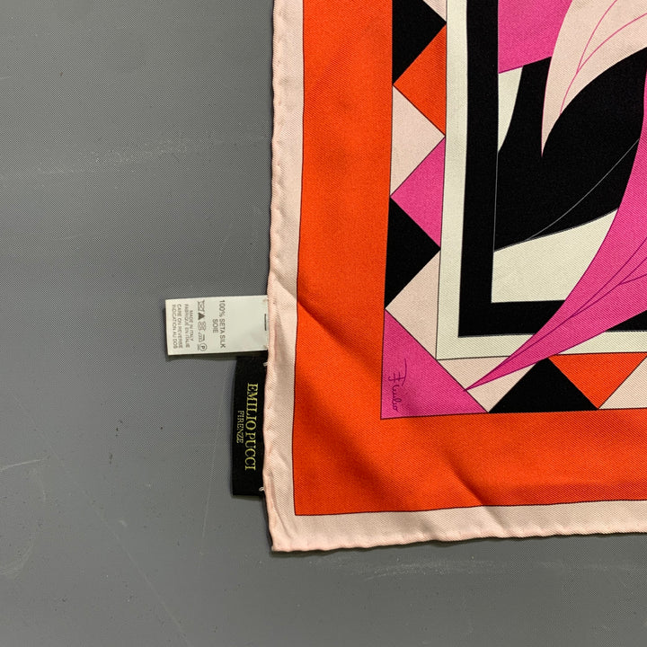EMILIO PUCCI Pink Orange Silk Scarves & Shawls