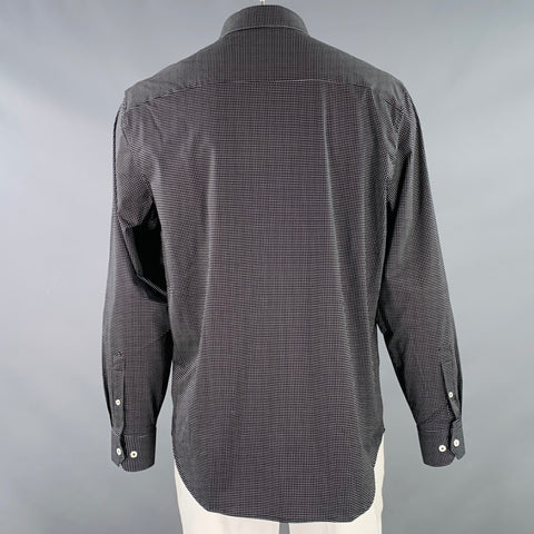 BUGATCHI Size XL Black White Dots Cotton Blend Long Sleeve Shirt