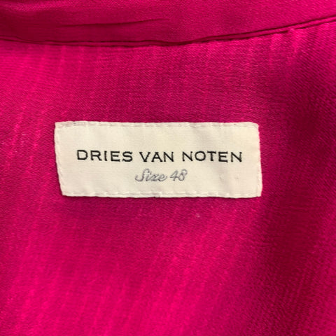 DRIES VAN NOTEN FW22 Size S Red Sequined Viscose Hidden Placket Long Sleeve Shirt