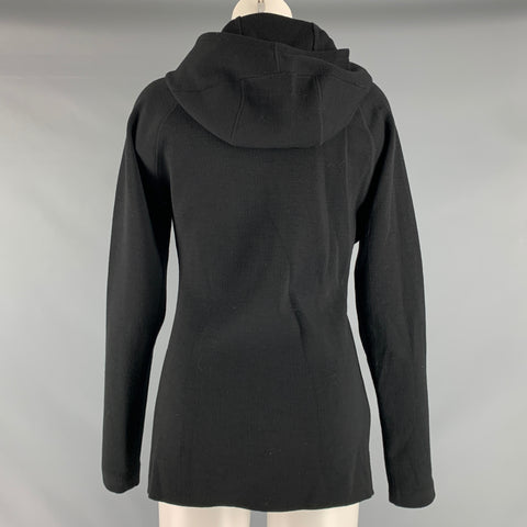 BALENCIAGA Size M Black Wool Solid Hooded Jacket