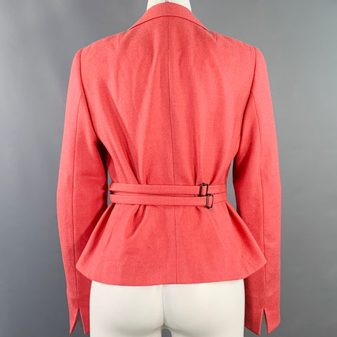 AKRIS PUNTO Size 8 Pink Wool Cashmere Twill Cinched Jacket Blazer