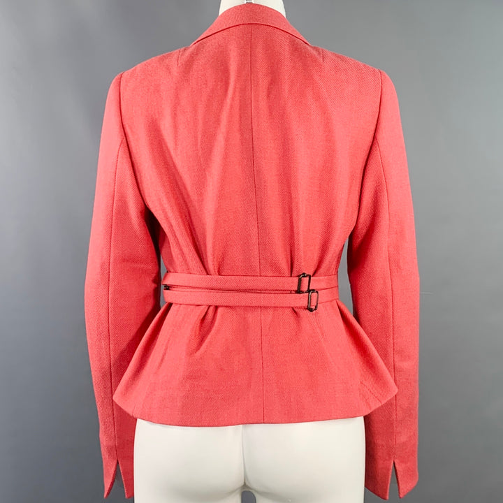 AKRIS PUNTO Size 8 Pink Wool Cashmere Twill Cinched Jacket Blazer