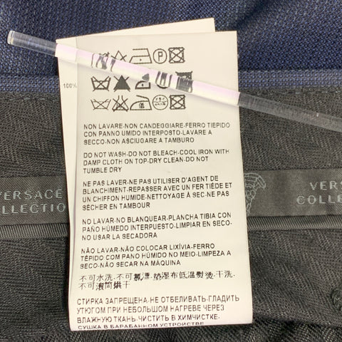 VERSACE COLLECTION Size 46 Navy Wool Shiny Notch Lapel Suit