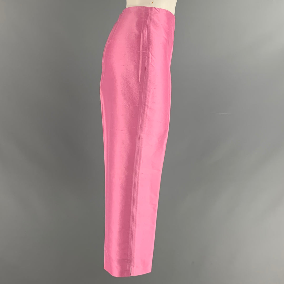 RALPH LAUREN Size 10 Pink Silk Cropped Dress Pants