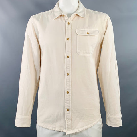 OUTERKNOWN Size L Cream Twill Cotton One Pocket Long Sleeve Shirt