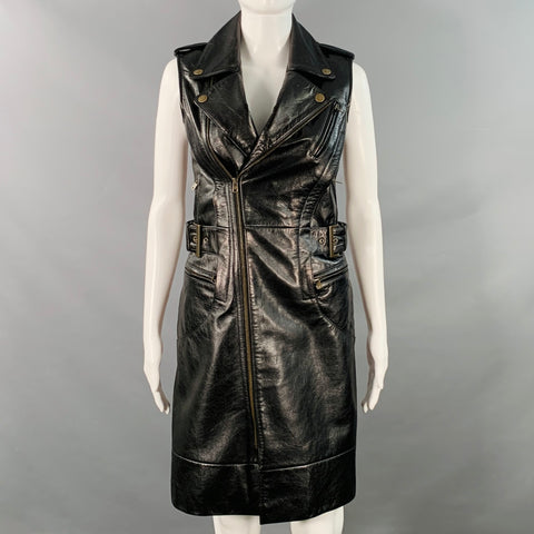 MCQ by ALEXANDER MCQUEEN 2012 Size S Black Brass Leather Longline Vest