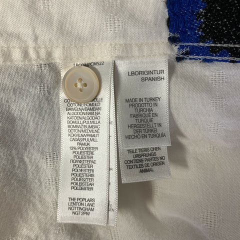 PS by PAUL SMITH Size M Cream Black & Blue Embroidery Short Sleeve Shirt
