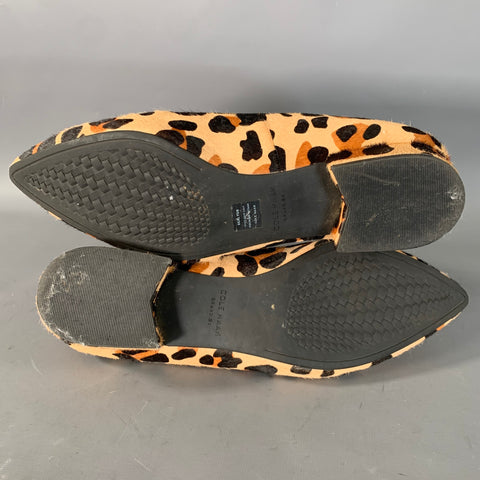 COLE HAAN Size 11 Tan Black Calf Hair Ocelot Print Pointed Toe Flats