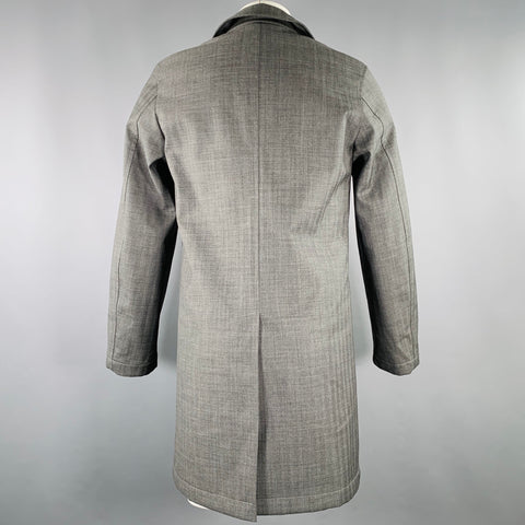JIL SANDER Size 34 Grey Herringbone Polyamide Hidden Snaps Coat
