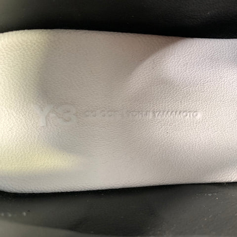 Y-3 Size 9.5 Black White Leather Lace Up Sneakers