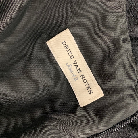 DRIES VAN NOTEN Taille 10 Haut habillé en jacquard à col rond en laine noire