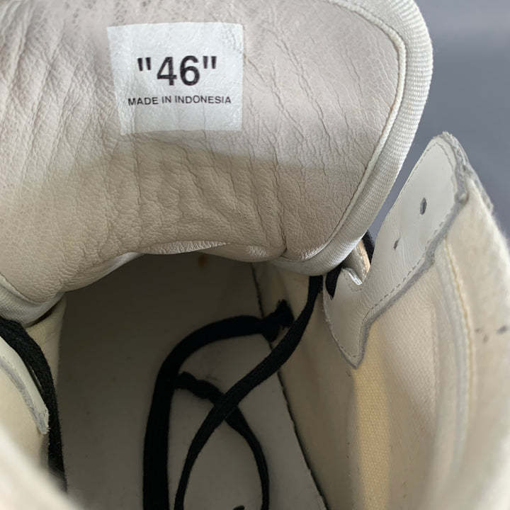 OFF-WHITE Size 12 Off White Black & Orange Leather High Top Sneakers