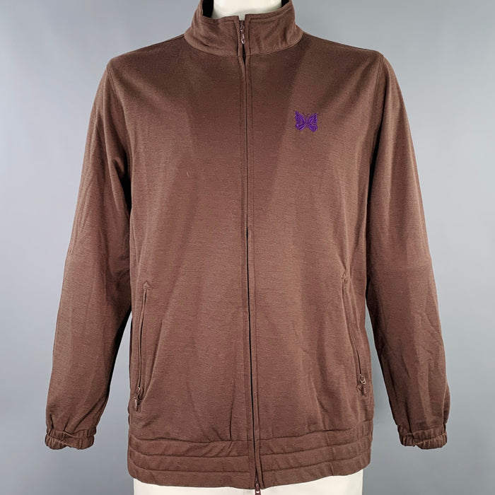 NEEDLES Taille L Marron Logo Polyester Veste zippée