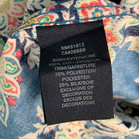 ROBERT GRAHAM Size L Blue Multi Color Print Cotton Button Up Long Sleeve Shirt