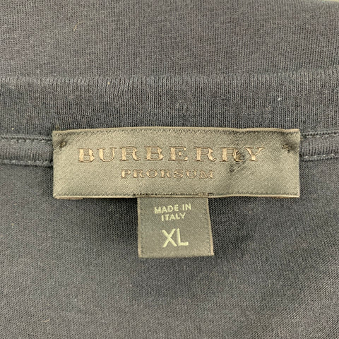 BURBERRY PRORSUM Size XL Navy Cotton Medal Bow Pin T-shirt