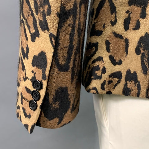 PAUL & JOE Size L Brown Black Animal Print Acrylic Blend Sport Coat