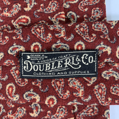 RRL by RALPH LAUREN Burgundy Tan & blue Geometric Wool Tie