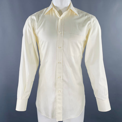 Chemise à manches longues en coton boutonnée ERMENEGILDO ZEGNA, taille M, couleur crème