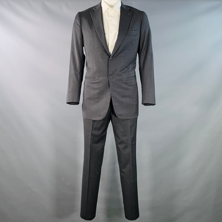 ISAIA Size 42 Regular Grey Wool Twill Notch Lapel Suit