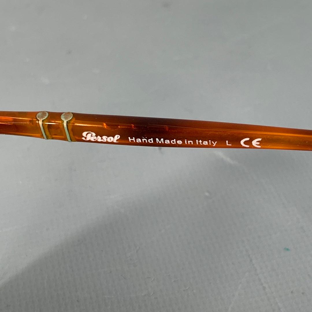 PERSOL Size S Silver Tortoise Shell Metal Semi Rimless Sunglasses