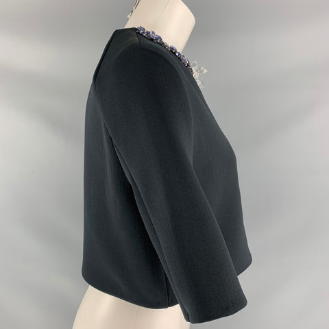 3.1 PHILLIP LIM Size 0 Black Polyester Rhinestones Short Sleeve Dress Top