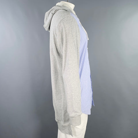 COMME des GARCONS SHIRT Size XL Grey Blue White Stripe Jacket