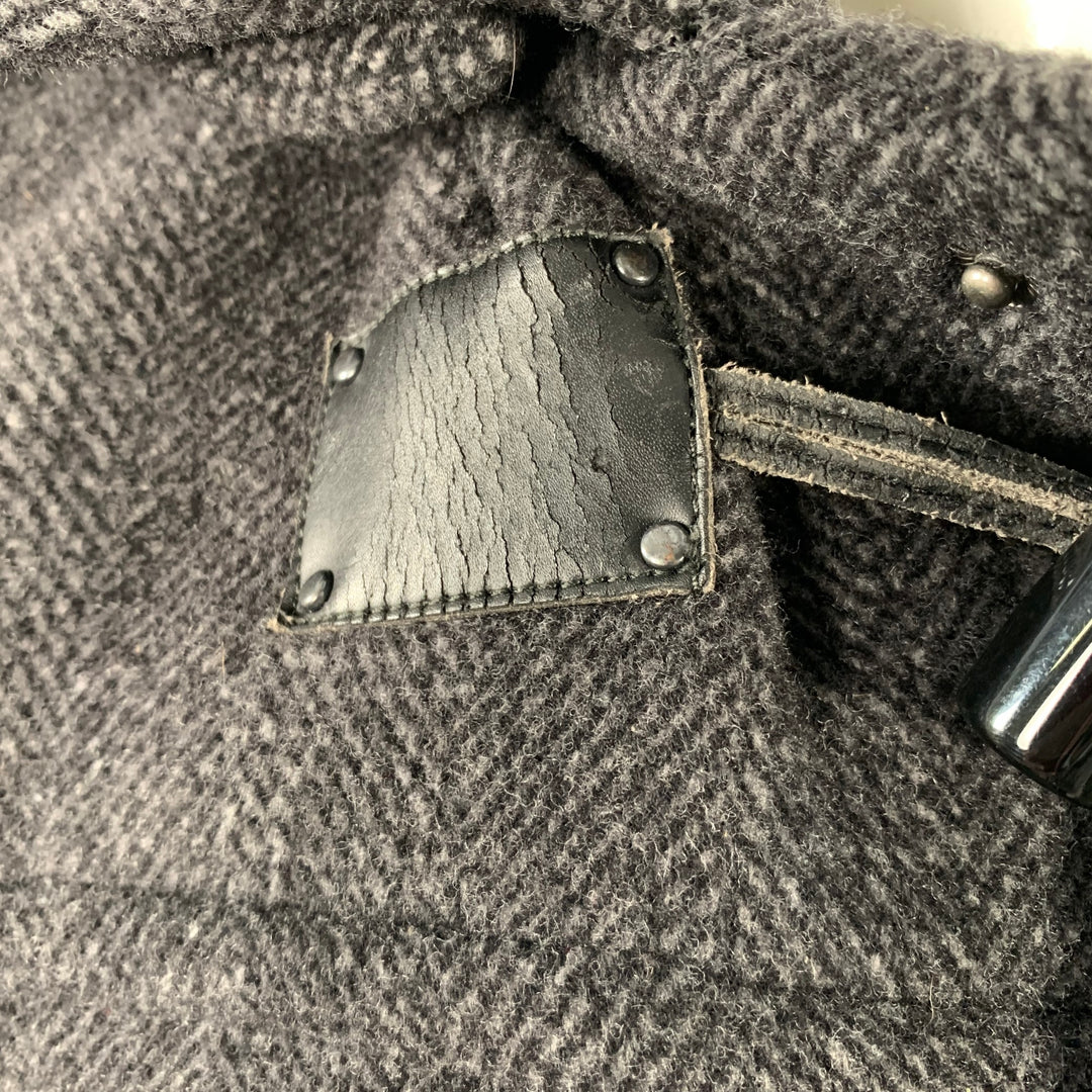 CALVIN KLEIN Size S Black Charcoal Herringbone Toggle Closure Coat