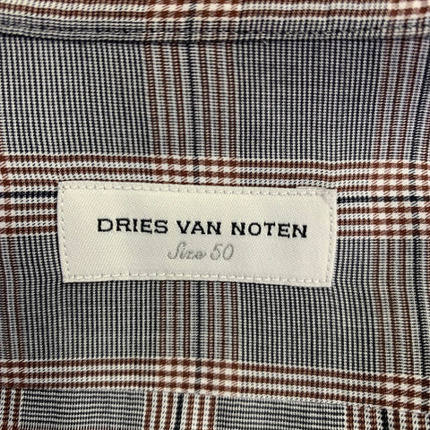 DRIES VAN NOTEN Size 40 Grey Burgundy Glenplaid Long Sleeve Shirt
