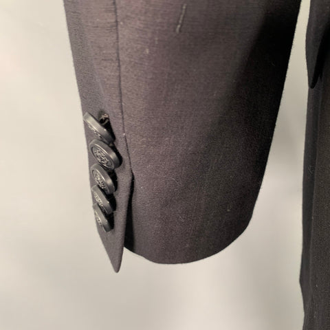 JUST CAVALLI Size 46 Black Cotton Blend Single Breasted Tuxedo