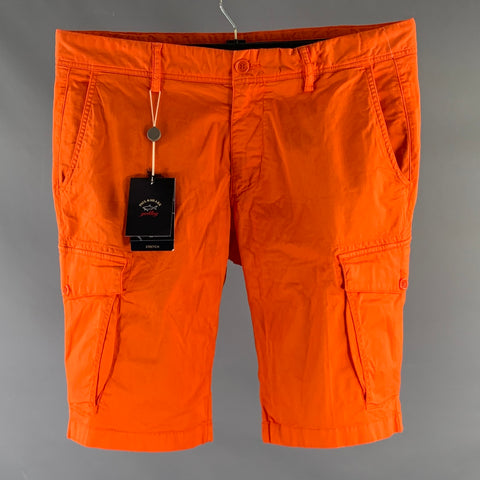 Short cargo PAUL & SHARK taille 36, orange, en coton mélangé, braguette zippée