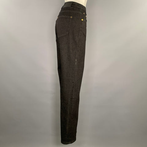 AGNONA Size 34 Black Grey Cotton Cashmere Straight Jeans