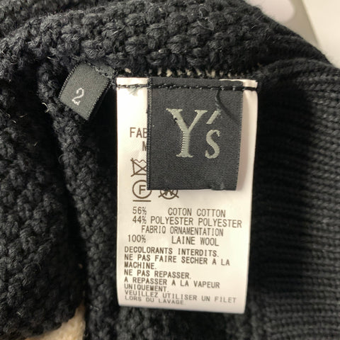 Y's by YOHJI YAMAMOTO Size S Black White Cotton & Polyester Sweater Womens