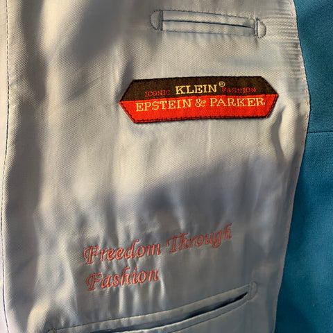 KLEIN EPSTEIN & PARKER Size 40 Blue Solid Wool Shawl Lapel Suit