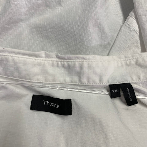 THEORY Size XXL Irving White Cotton One Pocket Short Sleeve Shirt