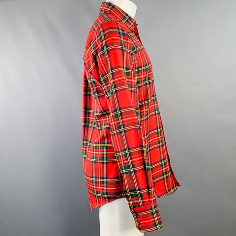 Chemise à manches longues boutonnée en laine à carreaux multicolores rouges DSQUARED2 Taille 38