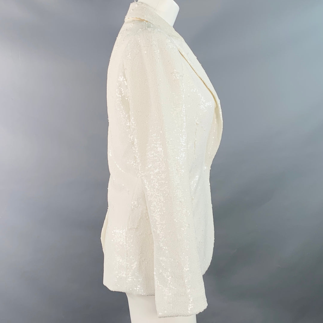 ZADIG & VOLTAIRE Size XS White Polyester Sequined Peak Lapel Snap Jacket Blazer