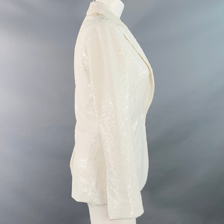 ZADIG & VOLTAIRE Size XS White Polyester Sequined Peak Lapel Snap Jacket Blazer