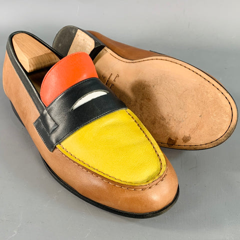 PS by PAUL SMITH Size 8 Tan Multi Color Color Block Leather Slip On Penny Loafers